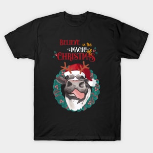 Christmas sweater cow reindeer horns and nose christmas T-Shirt